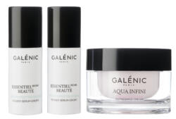 Photographie professionnelle de packshot de trois produits cosmétiques Galénic (sérums et crème hydratante) sur fond blanc. Image réalisée par Studio ZE, photographe d'objet beauté à Toulouse.