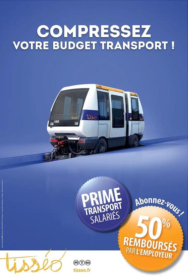 Publicité Tisséo "Compressez Votre Budget Transport" avec un tram compressé. Par Studio ZE, photographe publicitaire de transports à Toulouse.