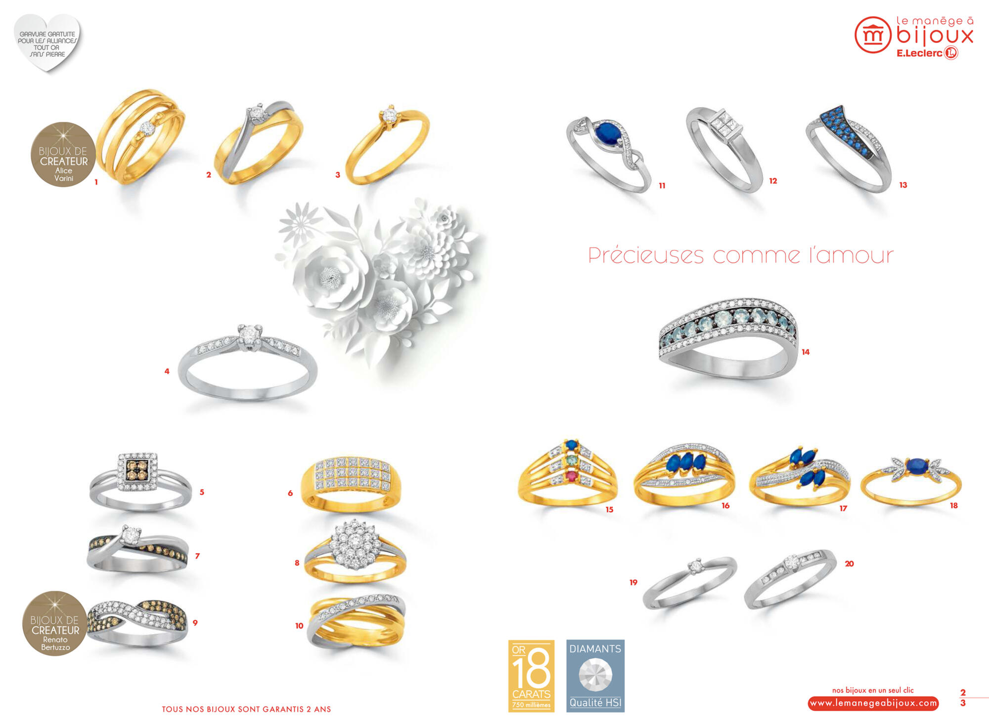 Photographie de catalogue montrant diverses bagues en or et argent, avec diamants. Par Studio ZE, photographe bijoux à Toulouse.