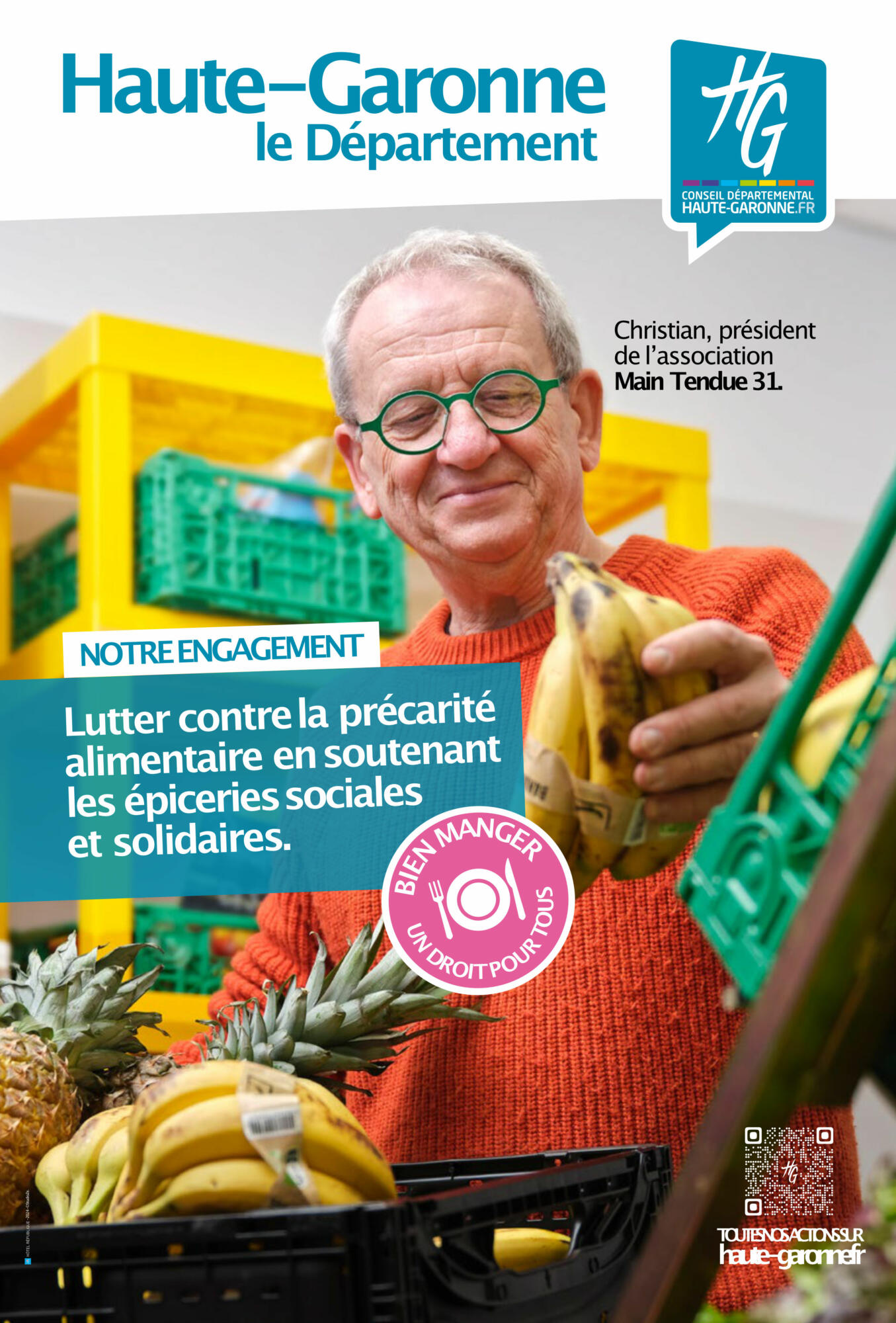 Publicité Haute-Garonne "Lutter contre la précarité alimentaire" avec Christian de Main Tendue 31. Par Studio ZE, photographe publicitaire institutionnel à Toulouse.